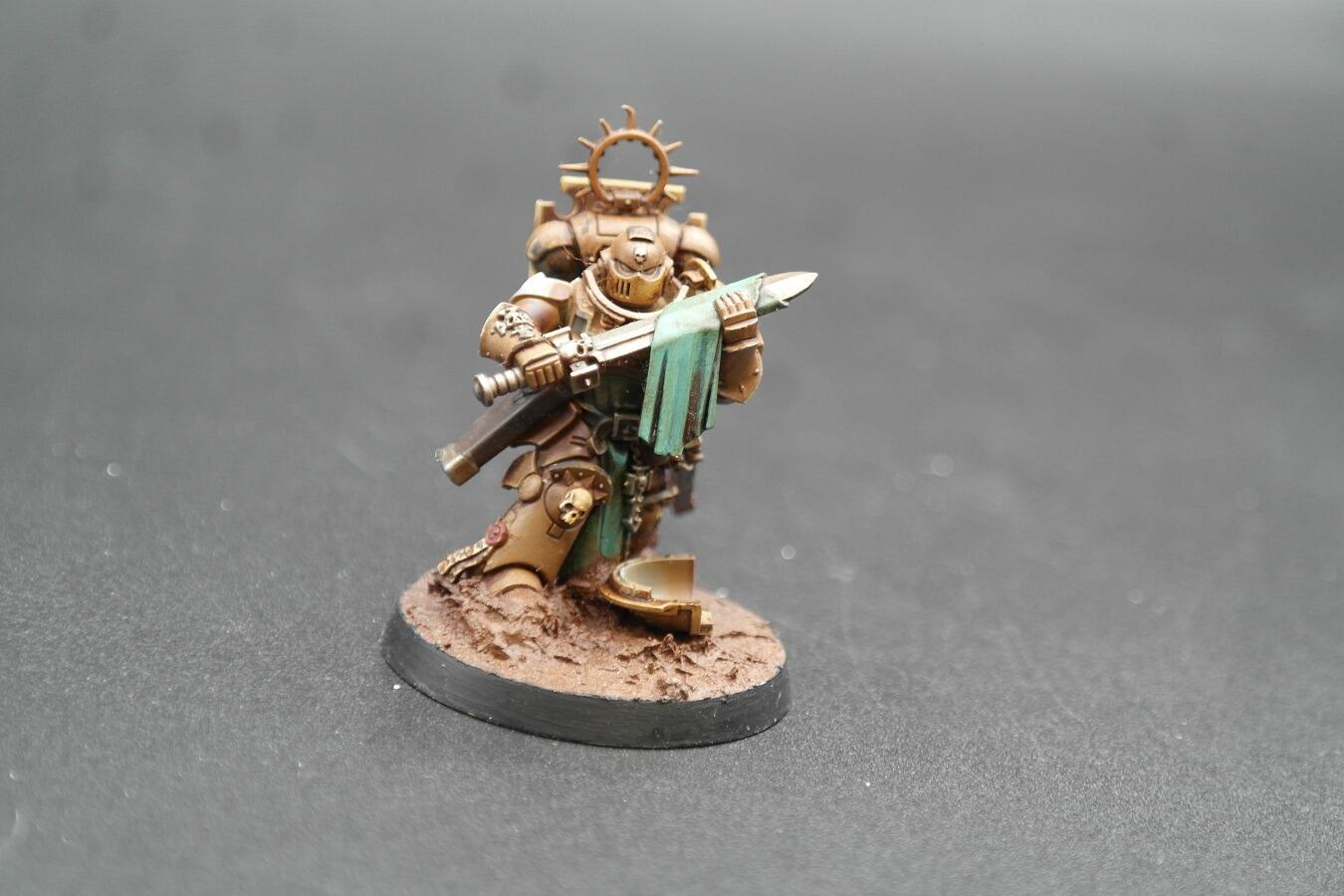 Pre-loved Space Marine Lieutenant storm shield Warhammer 40k fully built kitbashed front view