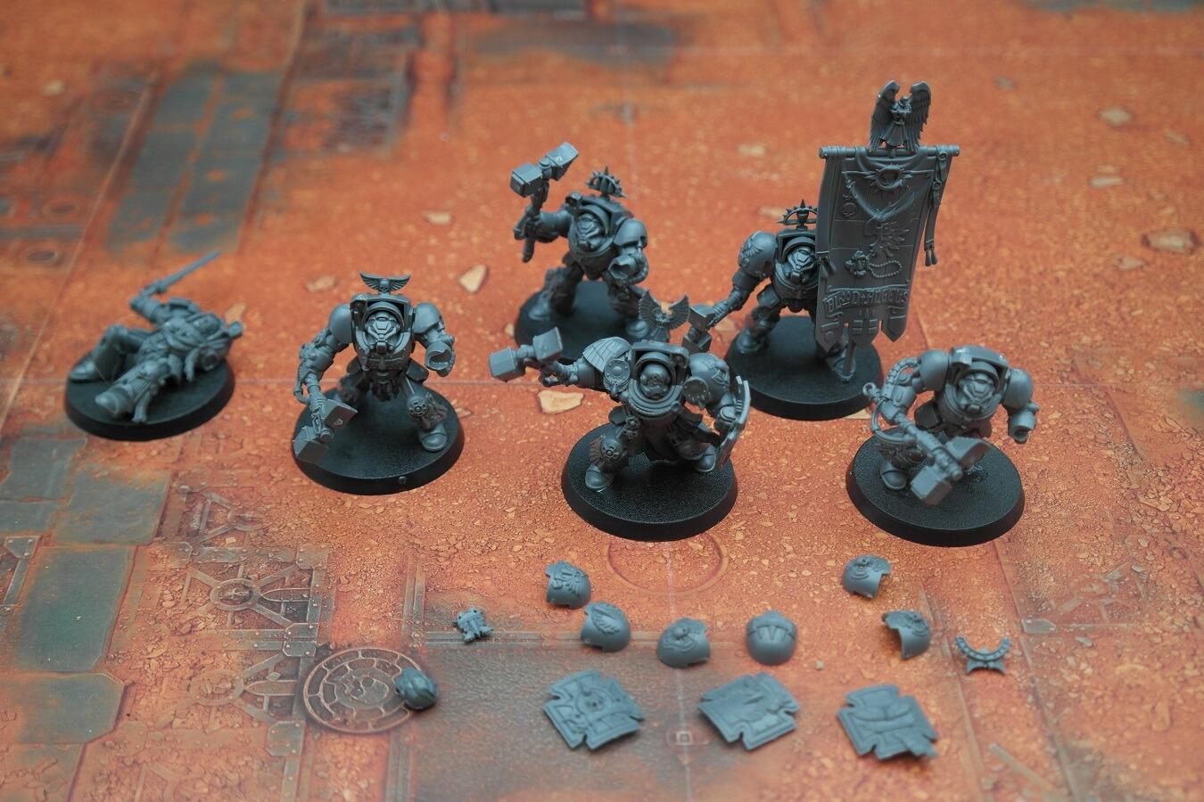Pre-loved Blood Angels Assault Terminators Warhammer 40k mostly assembled front view