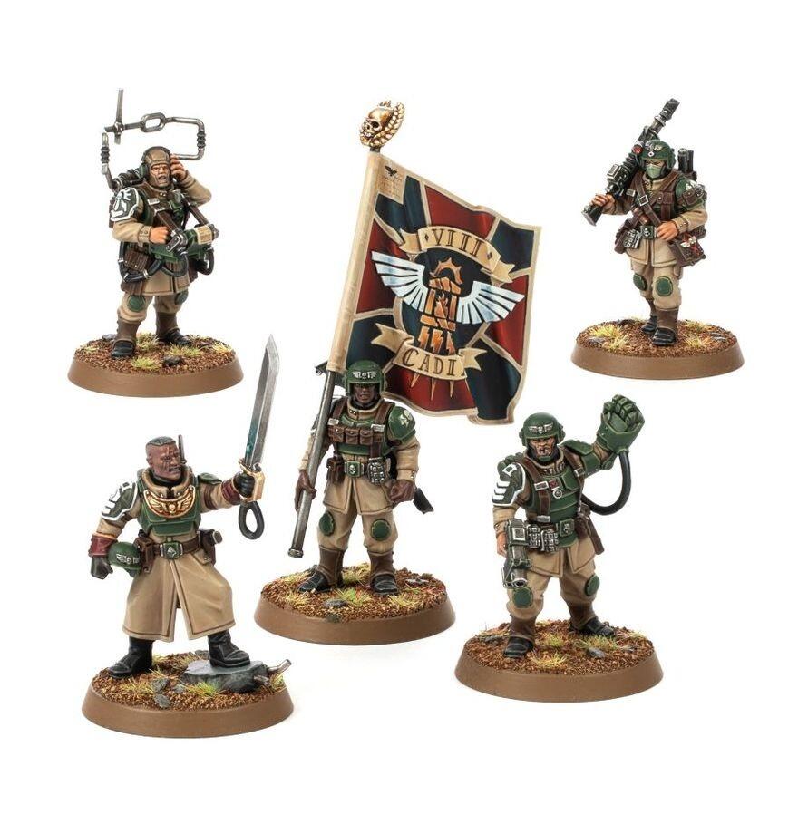 Pre-Loved Cadian Command Squad Astra Militarum new on sprue Warhammer 40k front view