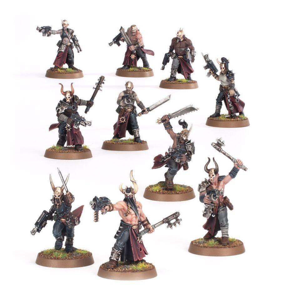 Chaos Cultists charging into battle with blades and guns