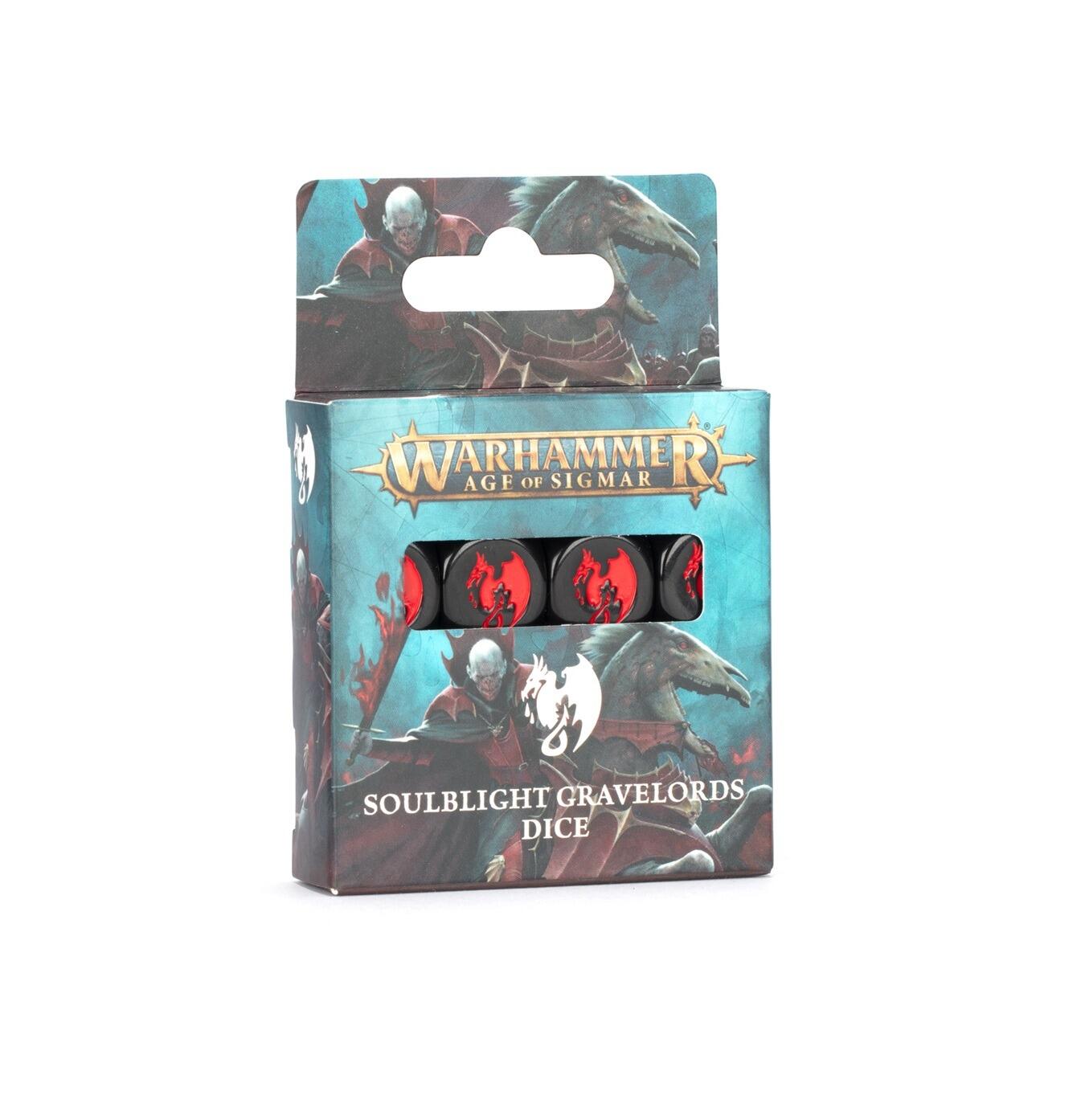 Soulblight Gravelords Dice Set – 16 black dice with red pips