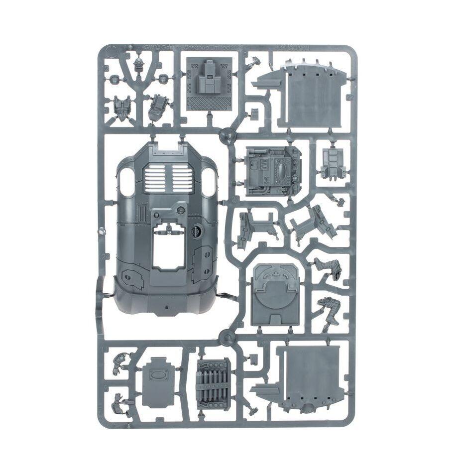 Sprue layout with main body and weapons - Top Carapace and Pilot