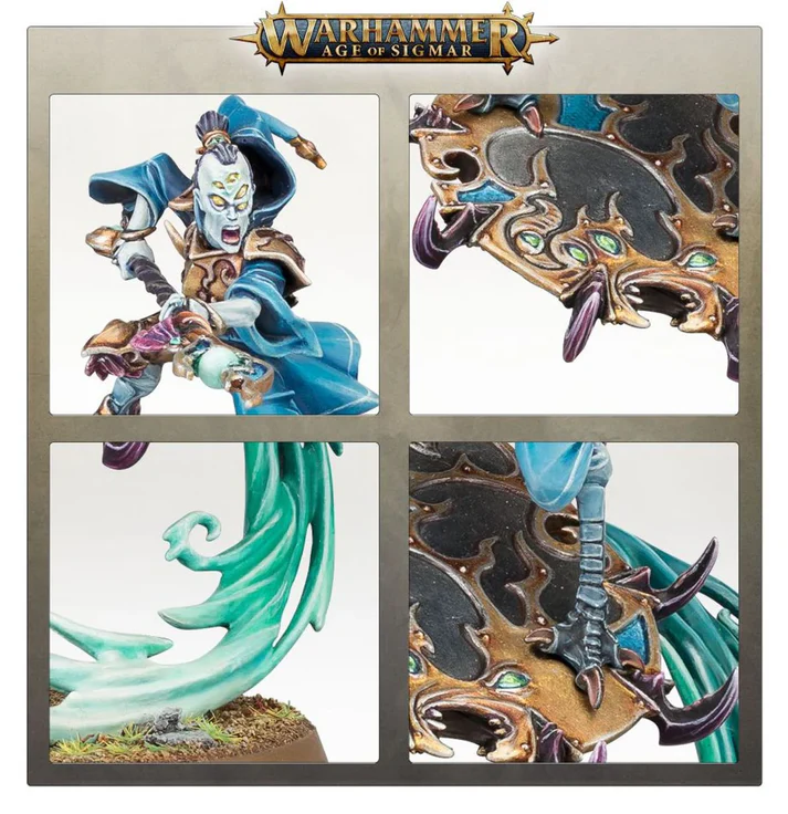Close up of painted Magister on Disc of Tzeentch