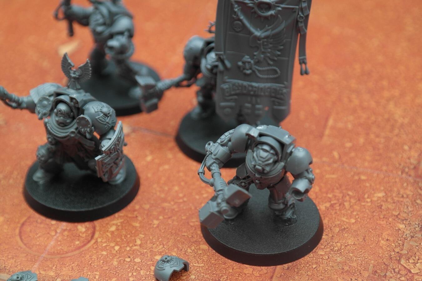 Pre-loved Blood Angels Assault Terminators Warhammer 40k mostly assembledside angle