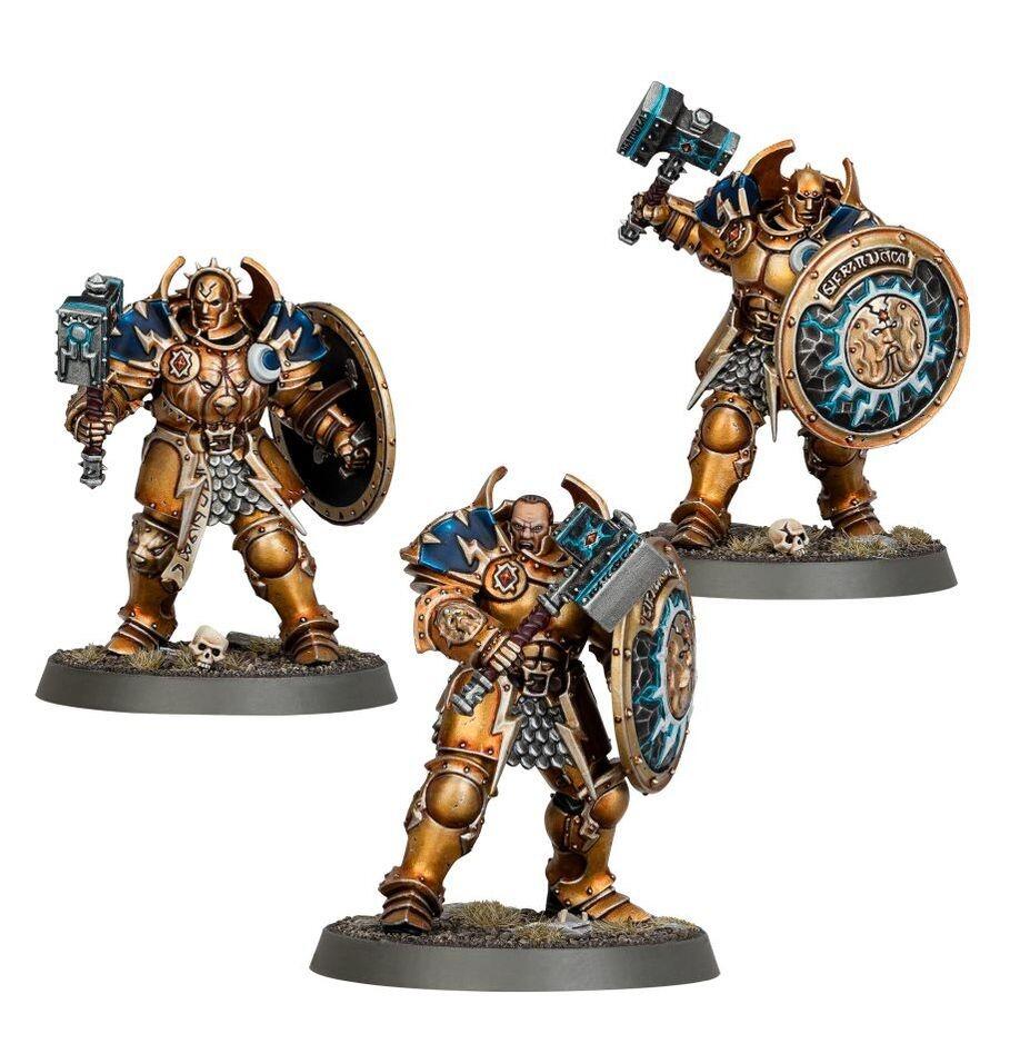Painted models in Stormcast gold Thunderstrike armour