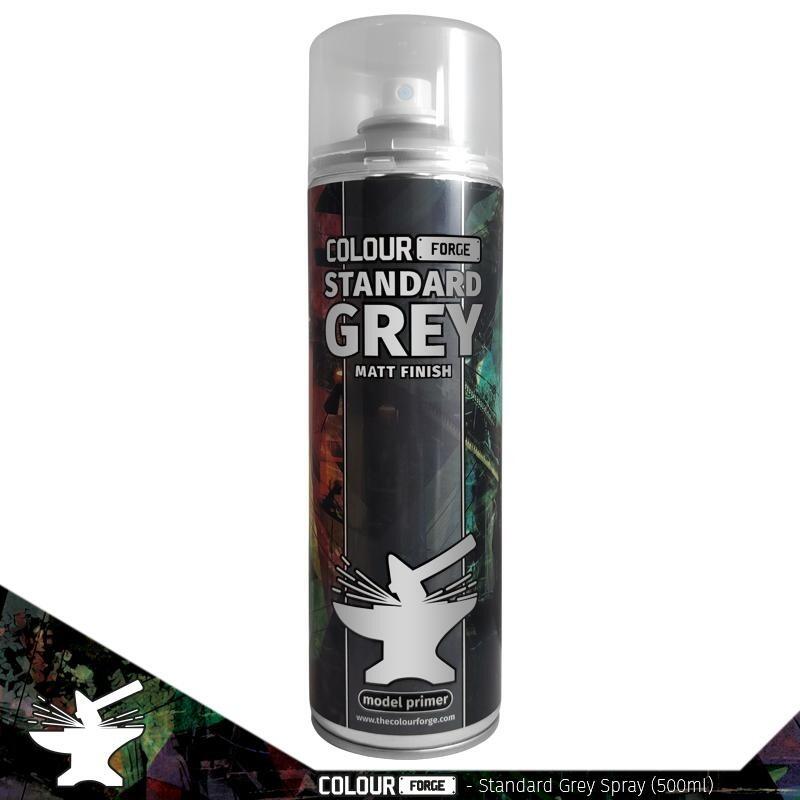 Colour Forge Standard Grey Spray 500ml High Quality Primer for Miniatures and Models Available at Warmodels.co.uk