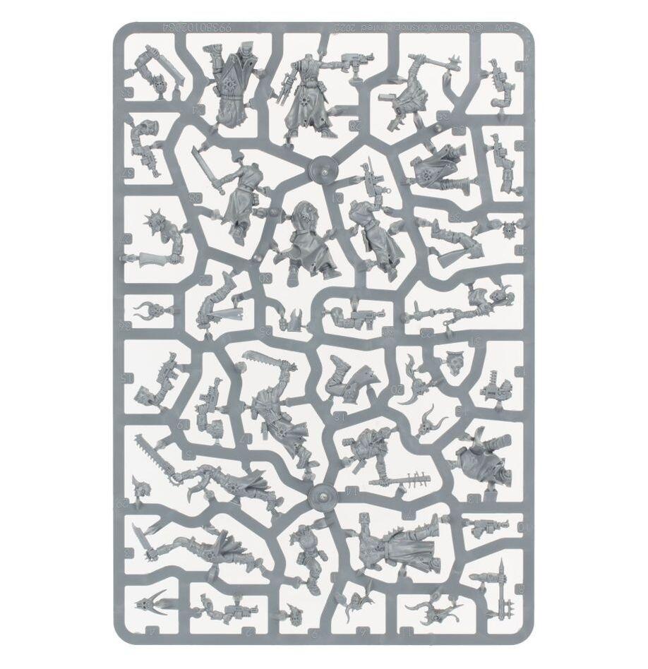 Unpainted Chaos Cultists models on sprues