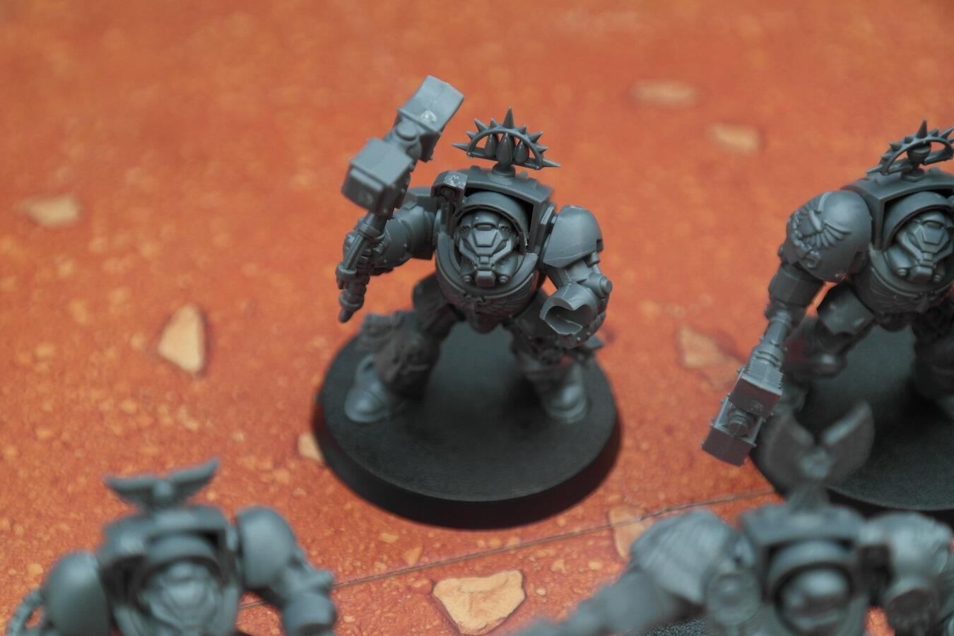 Pre-loved Blood Angels Assault Terminators Warhammer 40k mostly assembledside angle