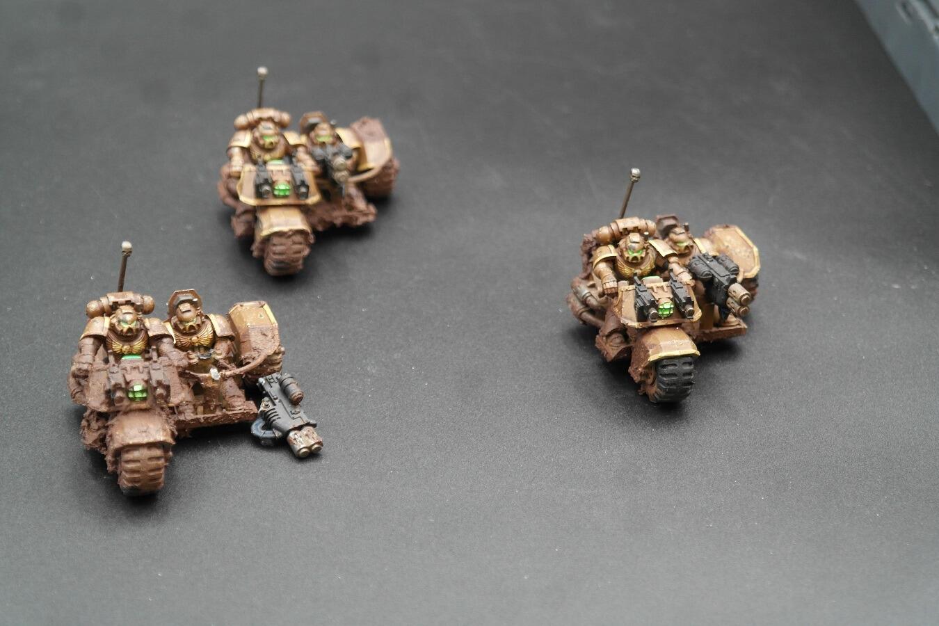 Pre-loved Space Marine Attack Bikes Warhammer 40k fully built front view
