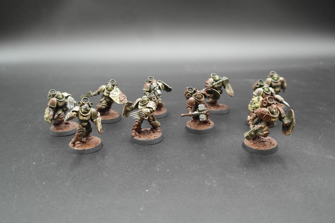 Pre-loved Jump Pack Intercessors Space Marines Warhammer 40k fully built kitbashed shields front view