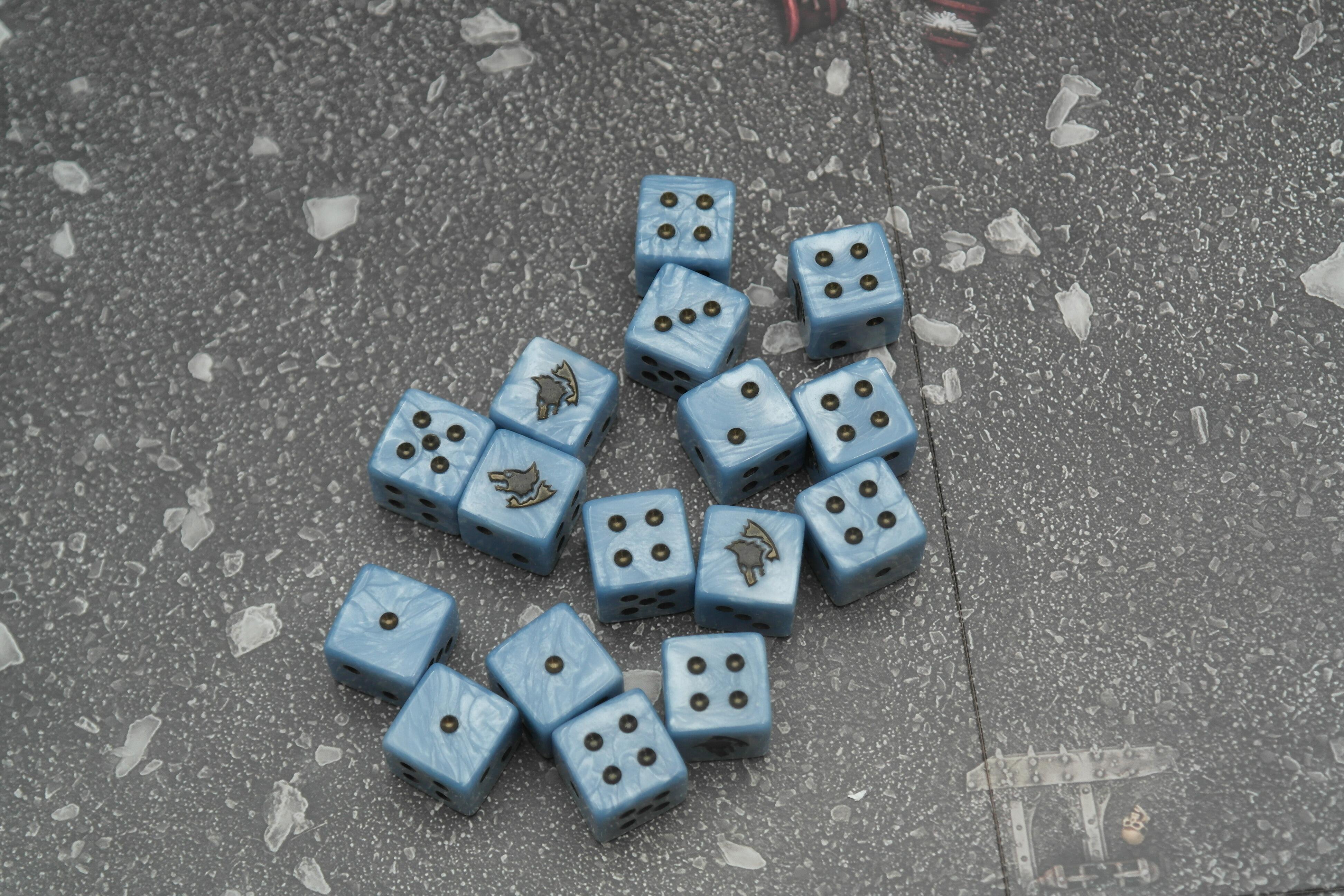 Pre-loved Space Wolves Dice Warhammer 40k front view