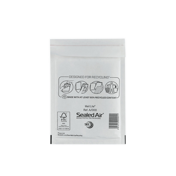 A/000 White Mail Lite Bubble Lined Envelopes