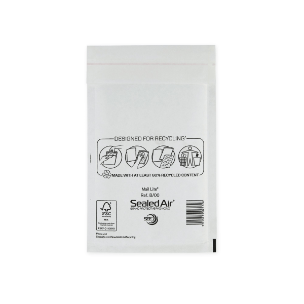 B/00 White Mail Lite Bubble Lined Envelopes