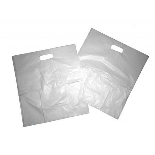 B2 White Patch Handle Carrier Bags – 12 x 12" + 4"