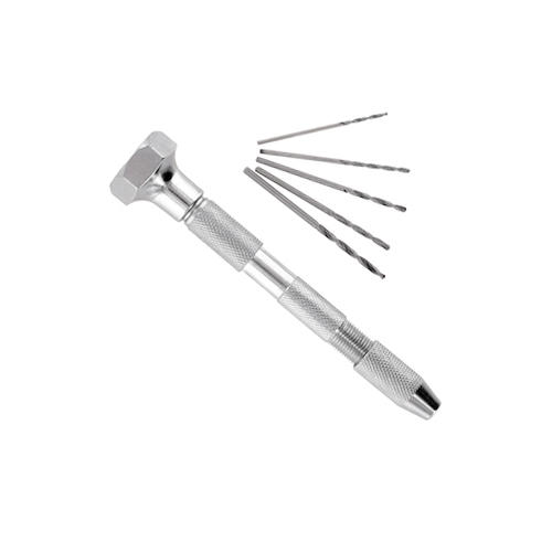 10pcs Twist Drill Bit 0.8-3mm Swivel Head Pin Vice Mini Hand Drill W/ 2 Chuck 