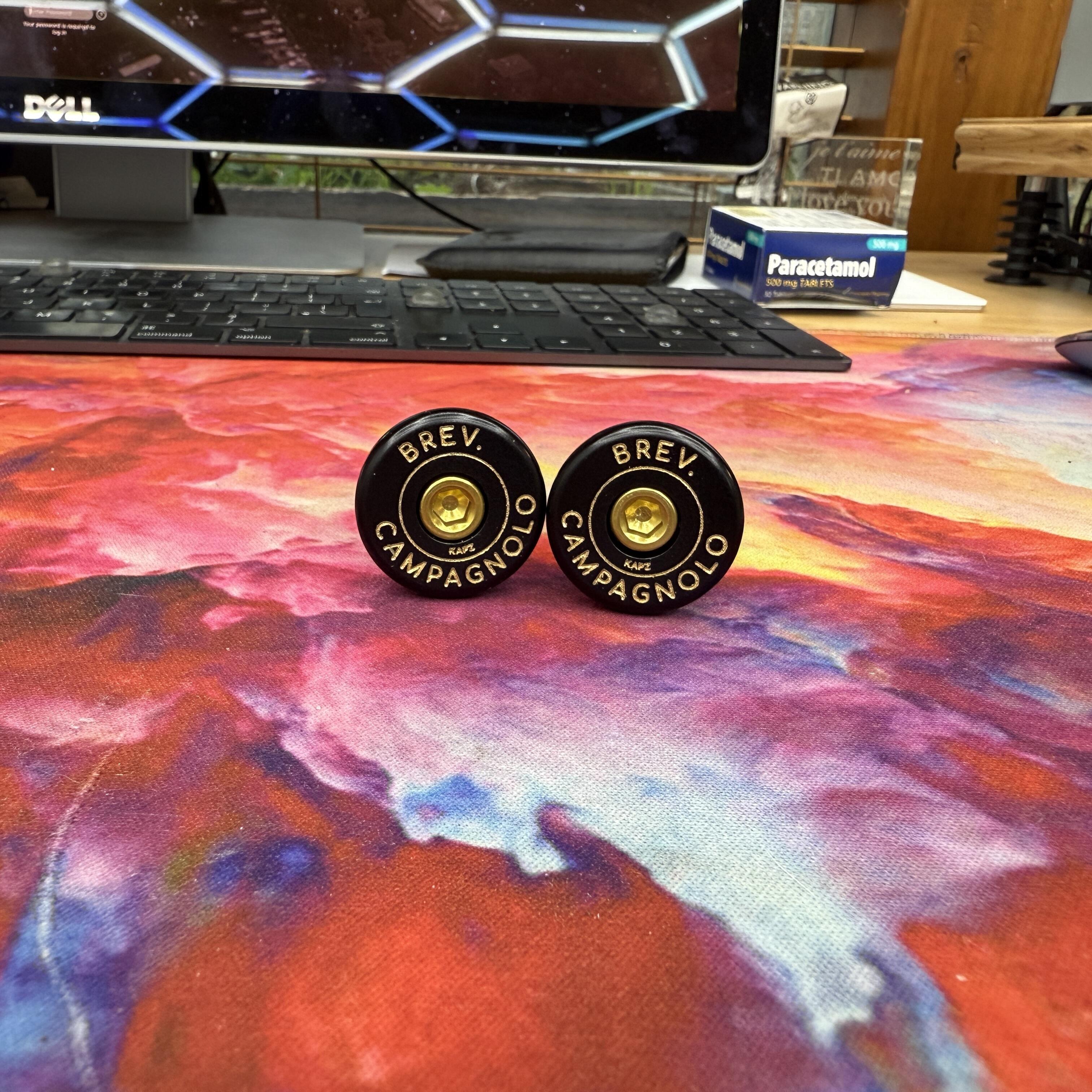 Campagnolo Handlebar End Plugs - Black and Gold - view 2 by KAPZ
