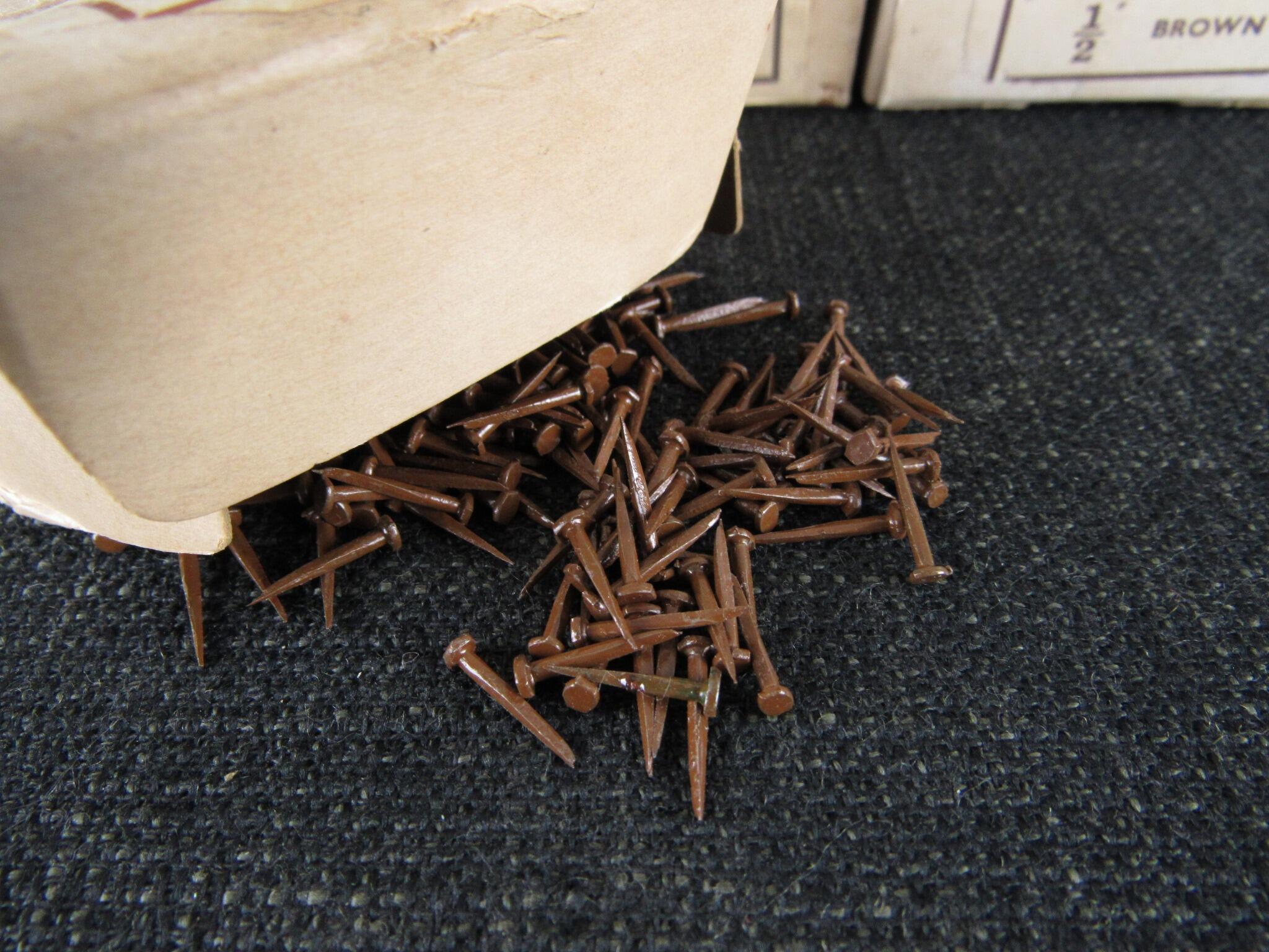 4 Boxes of Vintage LION Brand Gimp Pins - 1/2 inch Brown