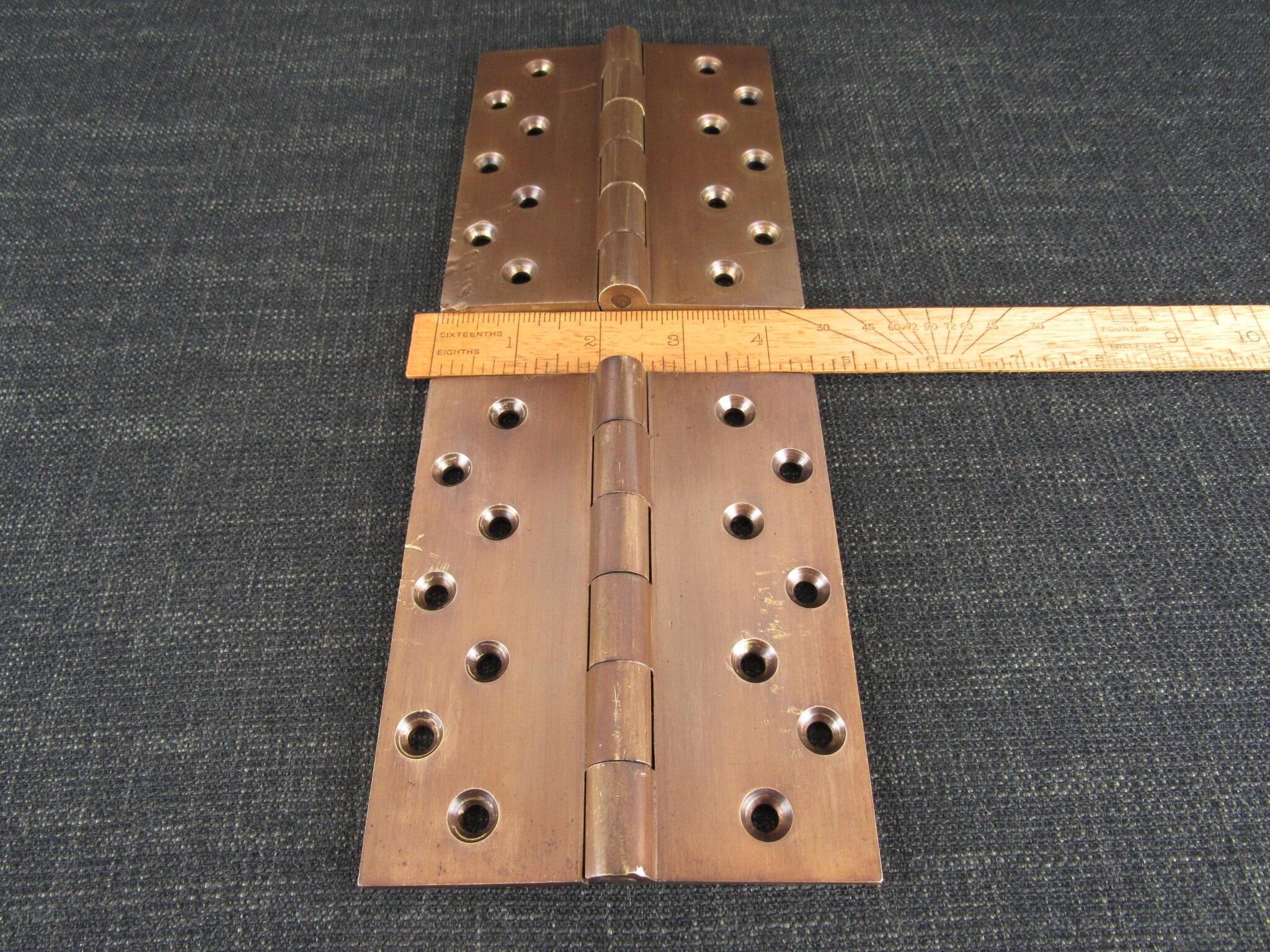 Pair of Large Brass Butt Hinges - 5 1/2 by 4 1/2 inch