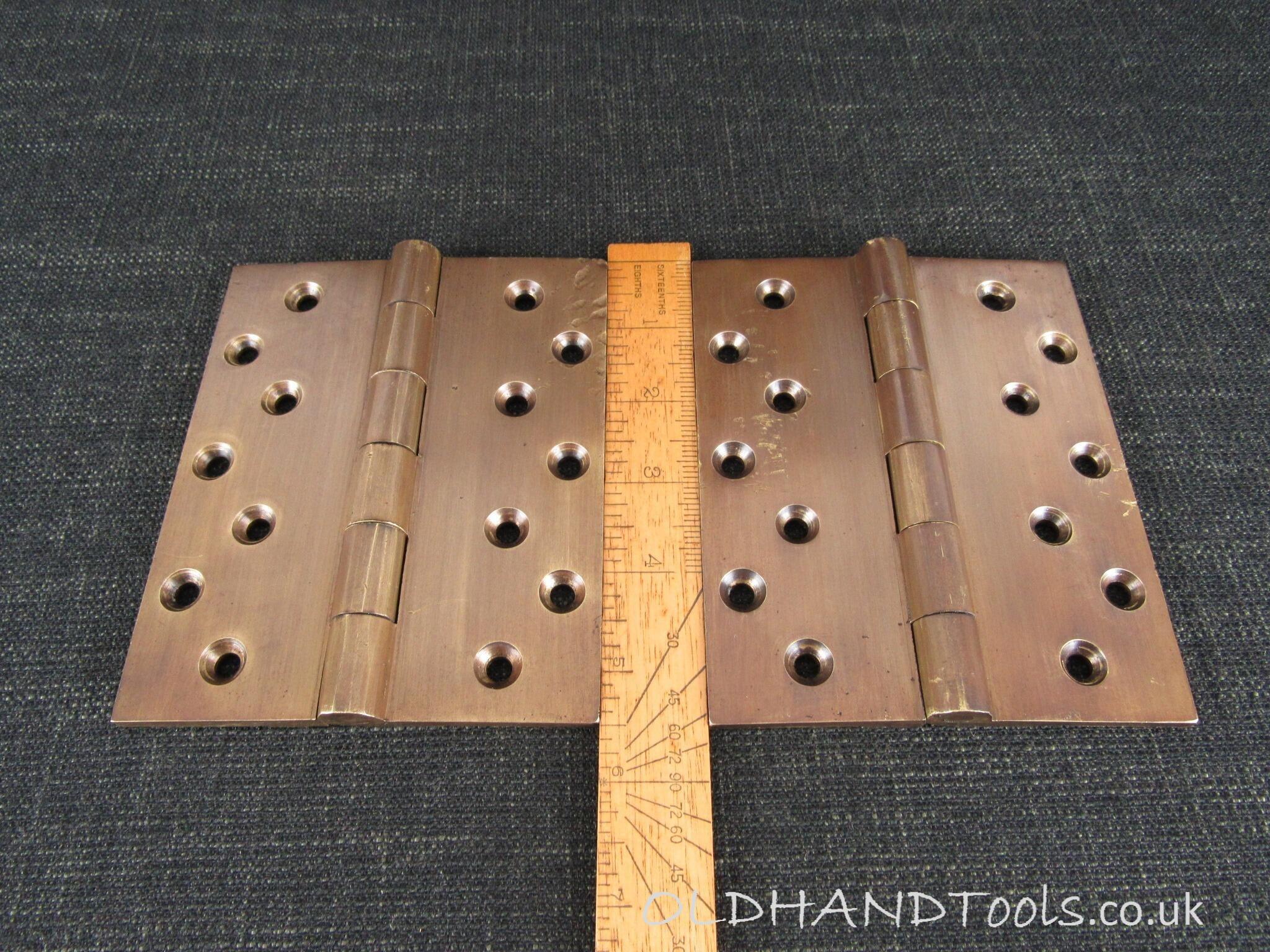 Pair of Large Brass Butt Hinges - 5 1/2 by 4 1/2 inch