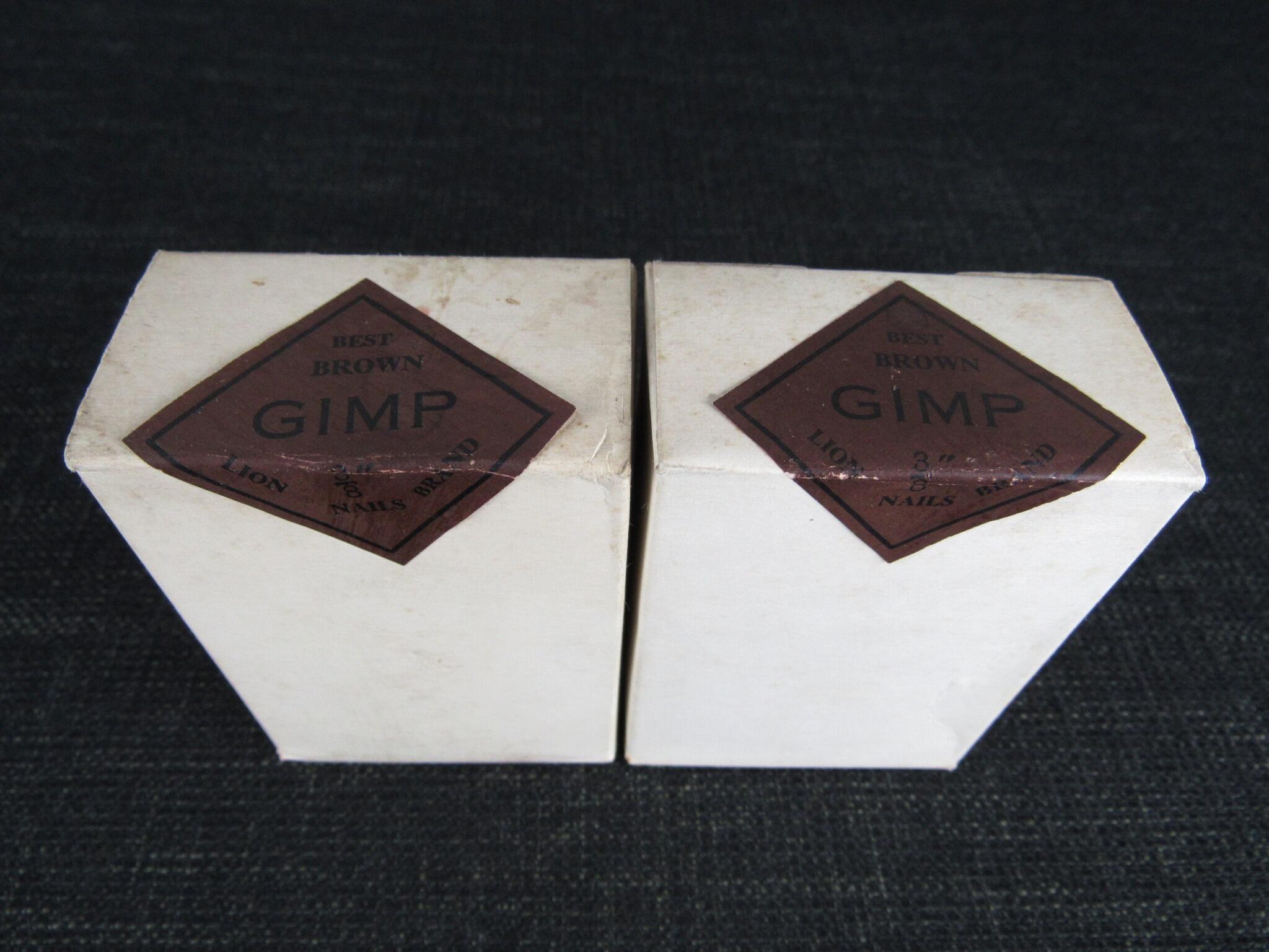 2 Boxes of Vintage LION Brand Gimp Pins - 3/8 inch Brown