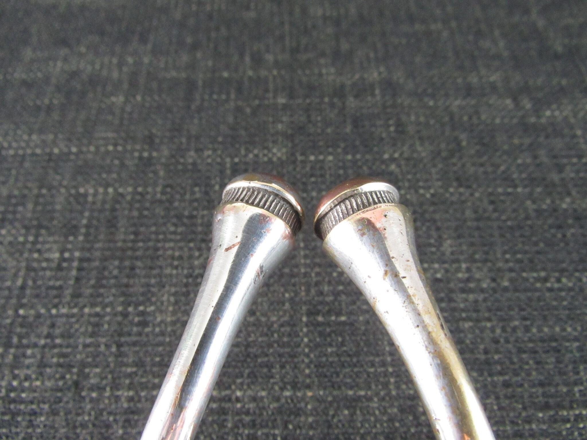 2 Vintage Hat & Coat Hooks - Nickel Plated Brass