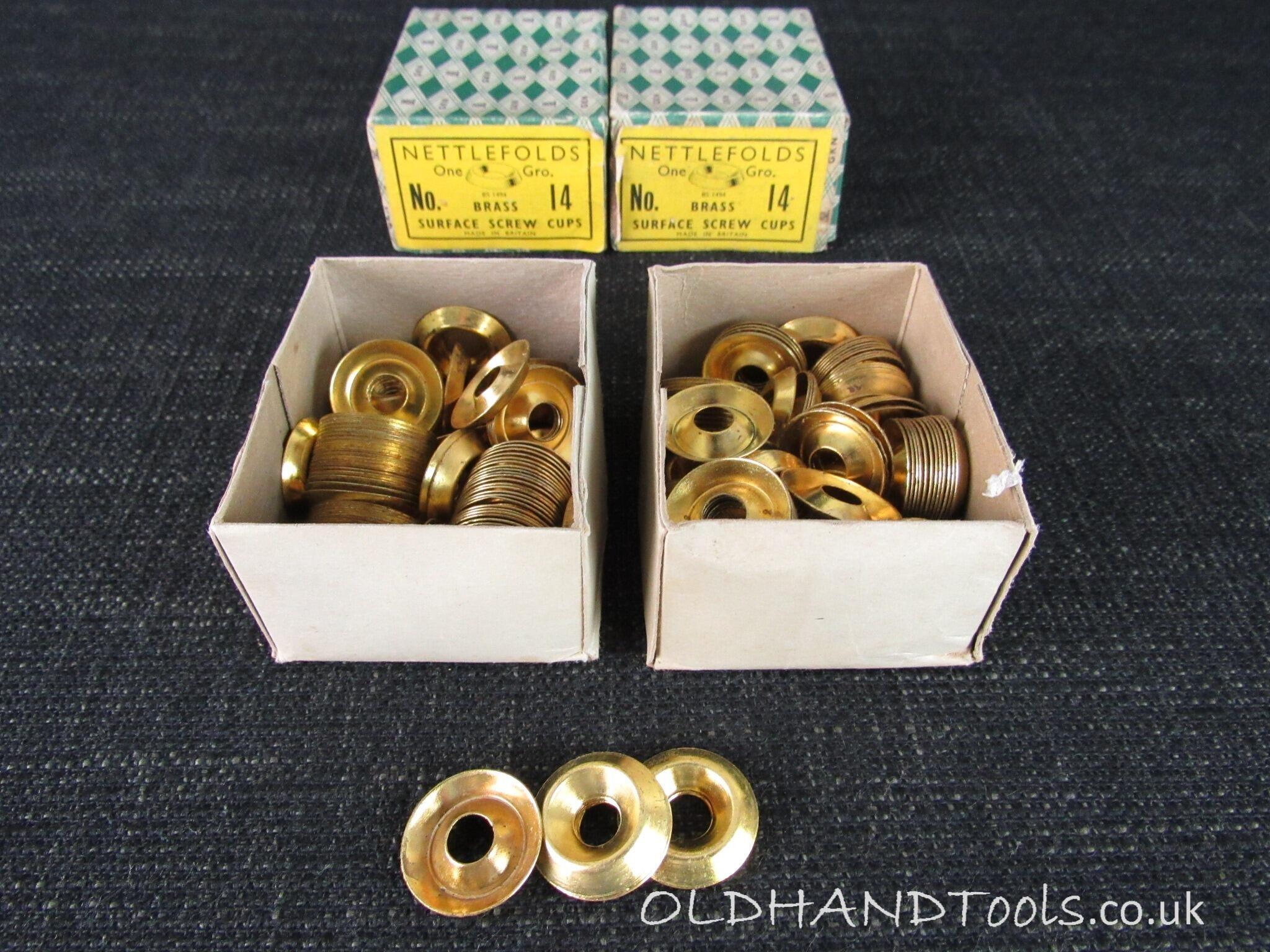 NETTLEFOLDS Brass Surface Screw Cups - Size 14