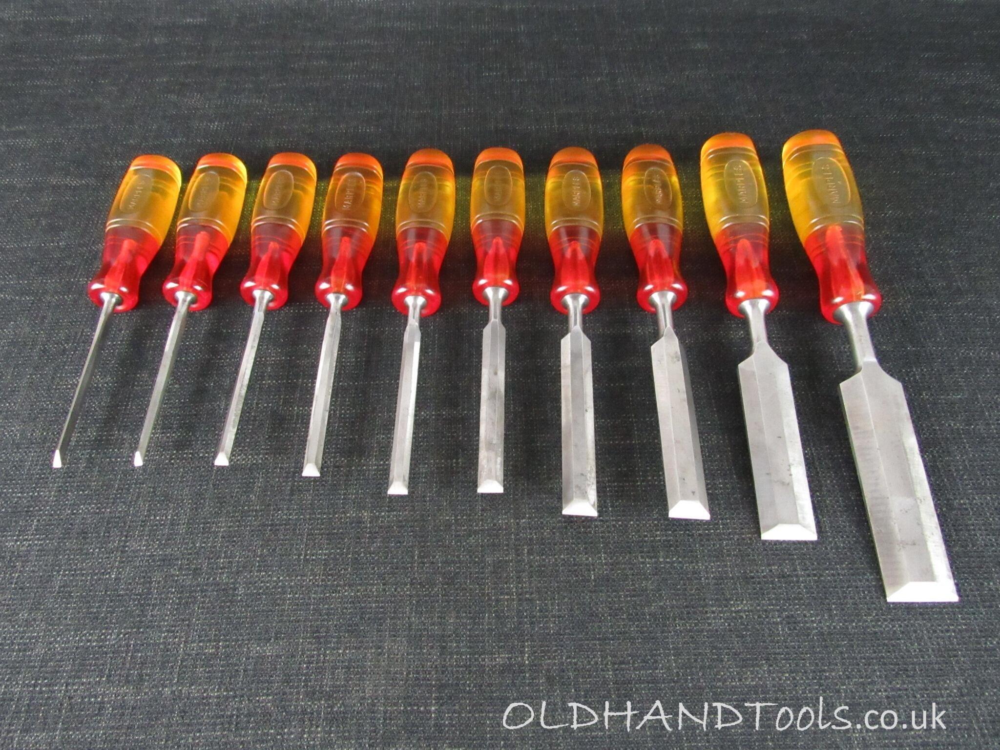 Graduated Set of 10 MARPLES Splitproof Bevel Edge Chisels