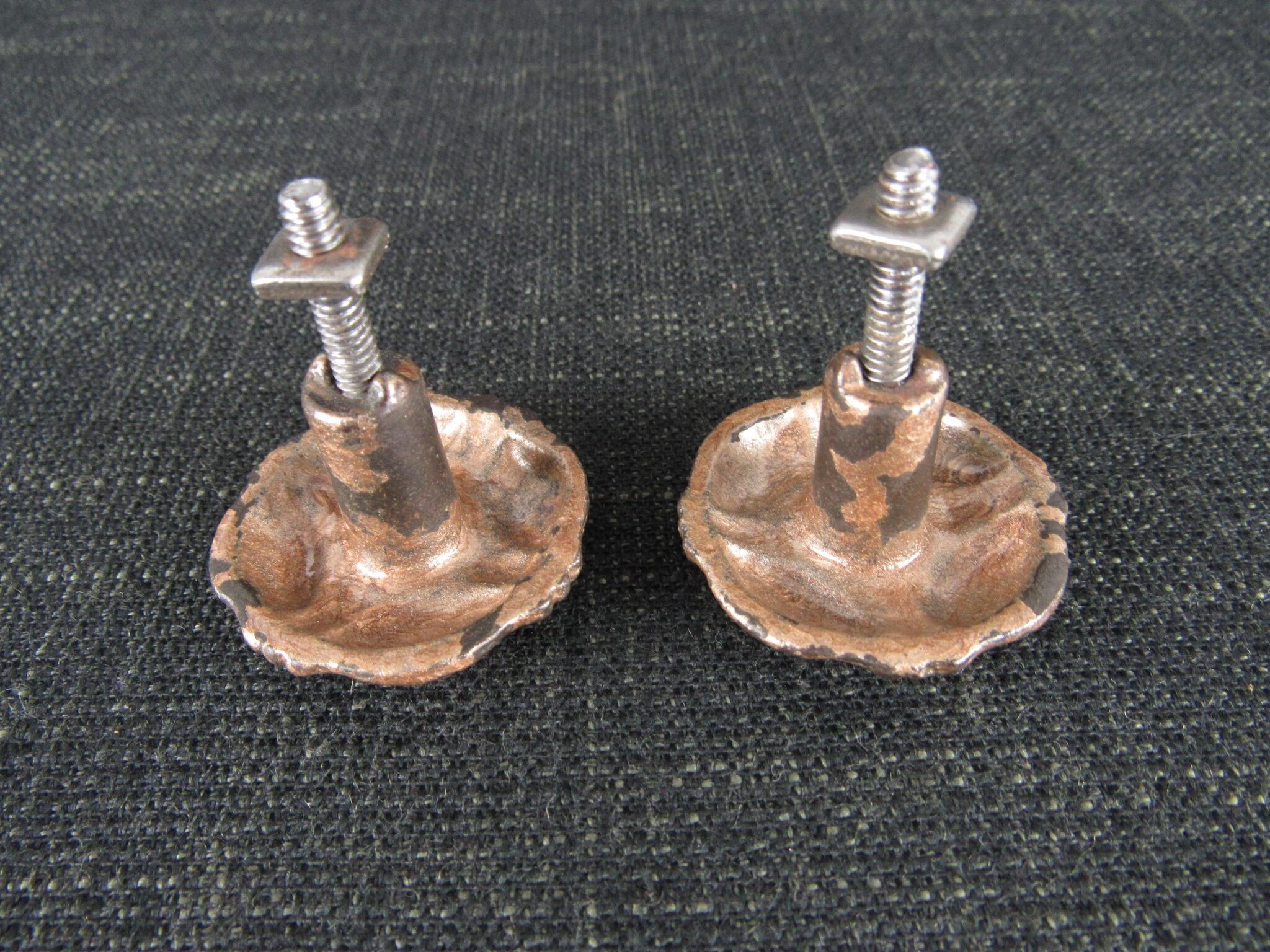 Ornate Vintage Pair of Round Cupboard Knobs or Cabinet Handles