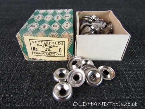 NETTLEFOLDS Nickel Plated Brass Surface Screw Cups - Size 6