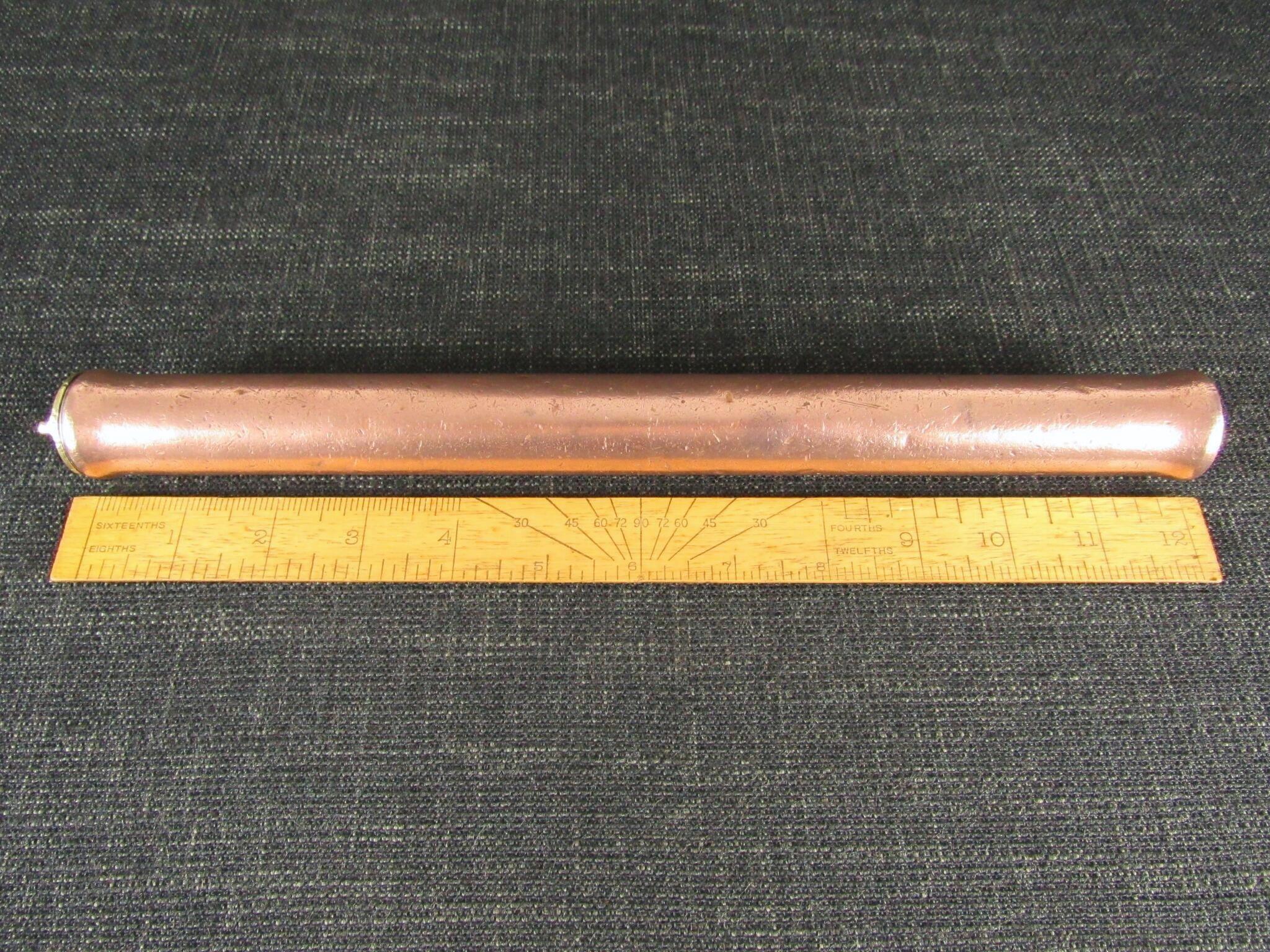 Heavy Copper Tube Container with Brass Top