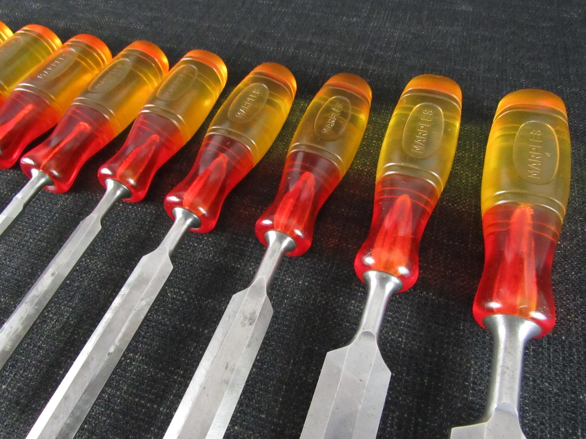 Graduated Set of 10 MARPLES Splitproof Bevel Edge Chisels