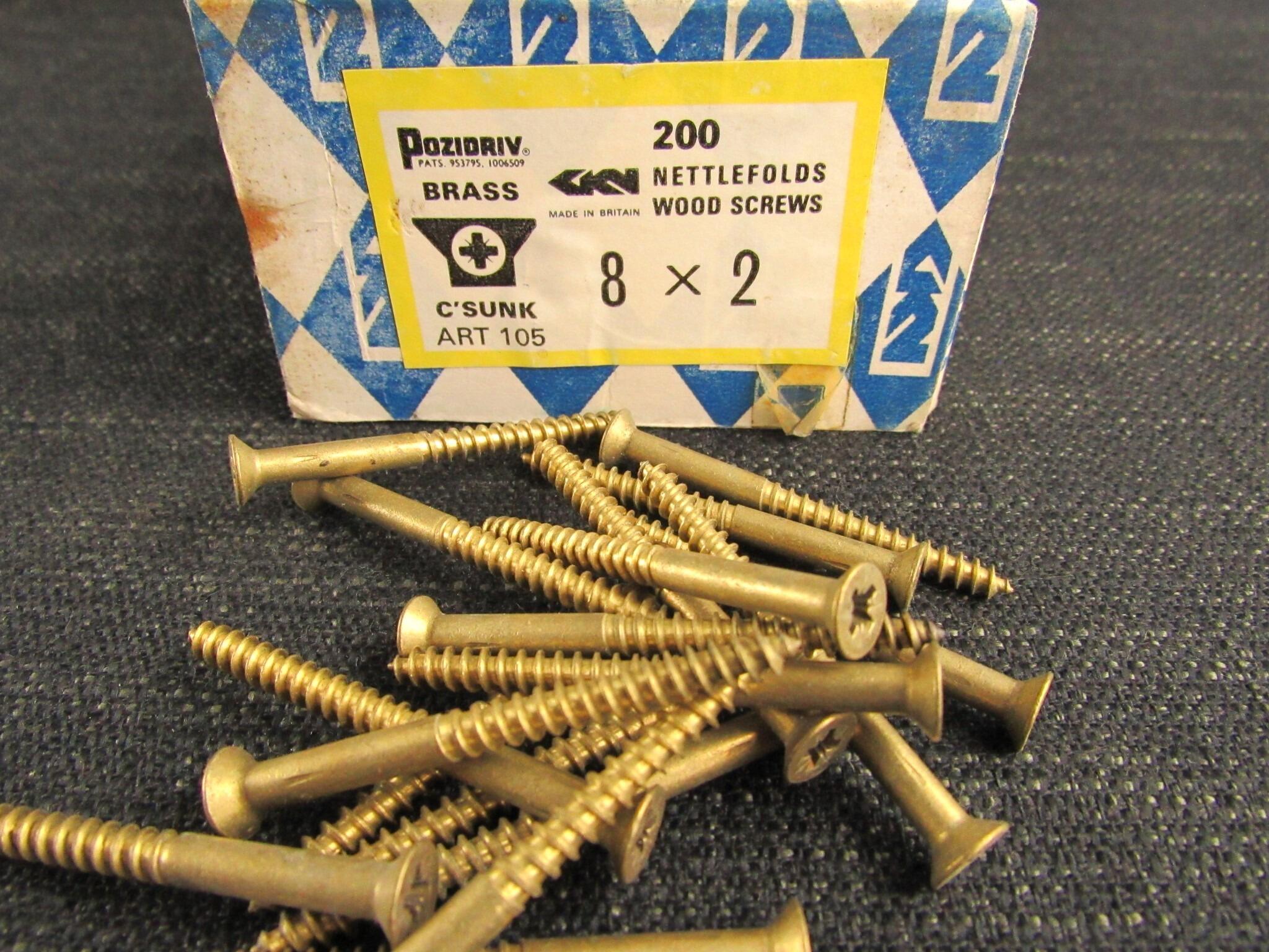 8 x 2 Brass CSK Pozidriv
