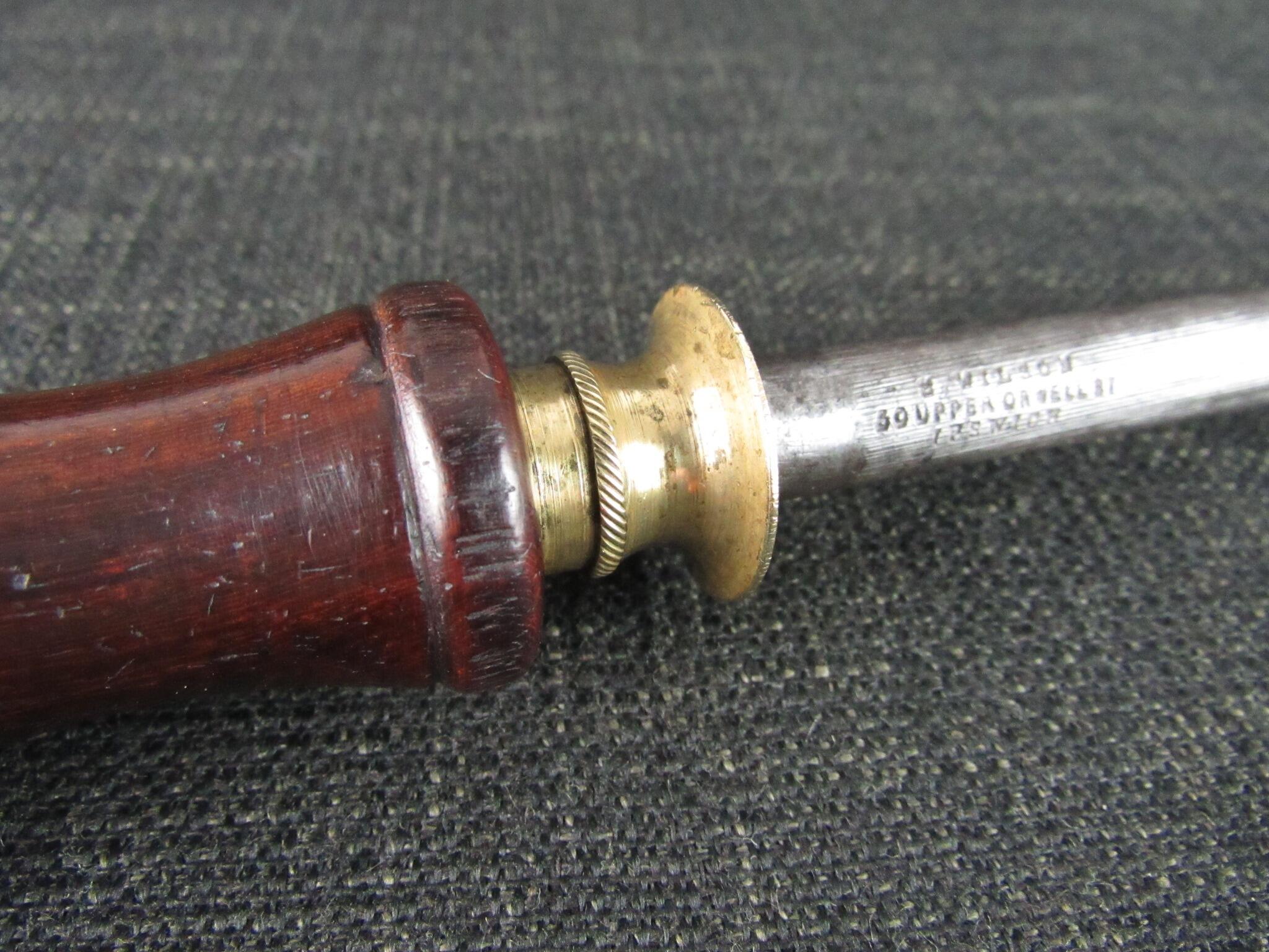 Vintage S WILSON Sharpening Steel with Rosewood Handle