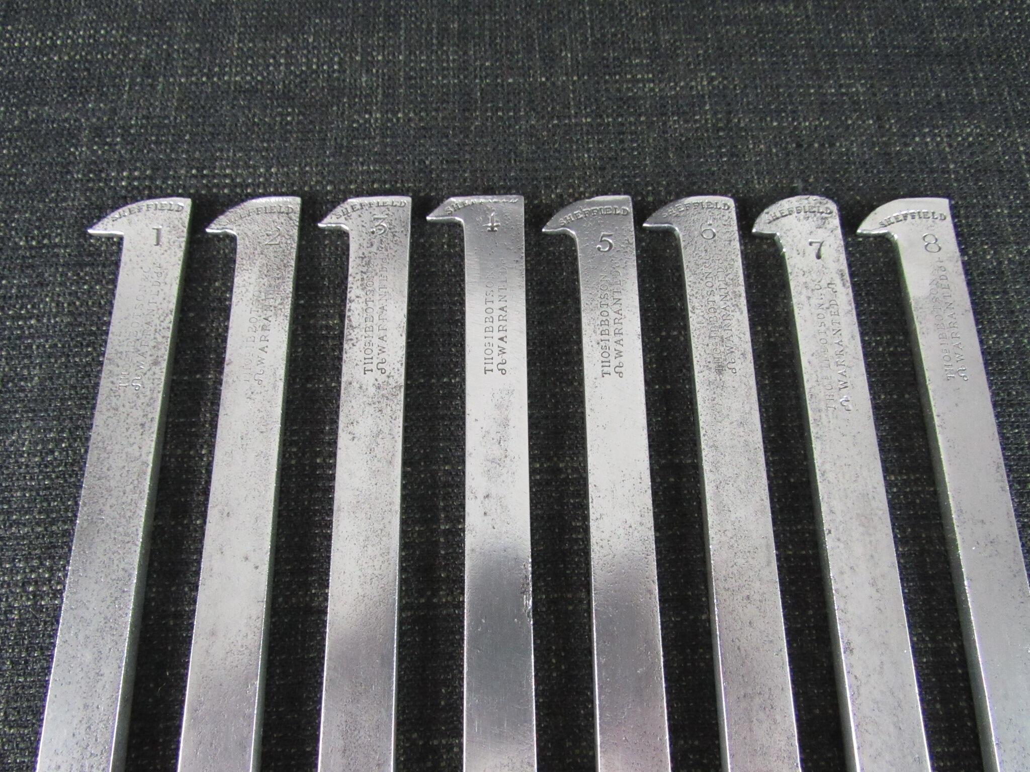 Set of 8 IBBOTSON Plough Plane Irons