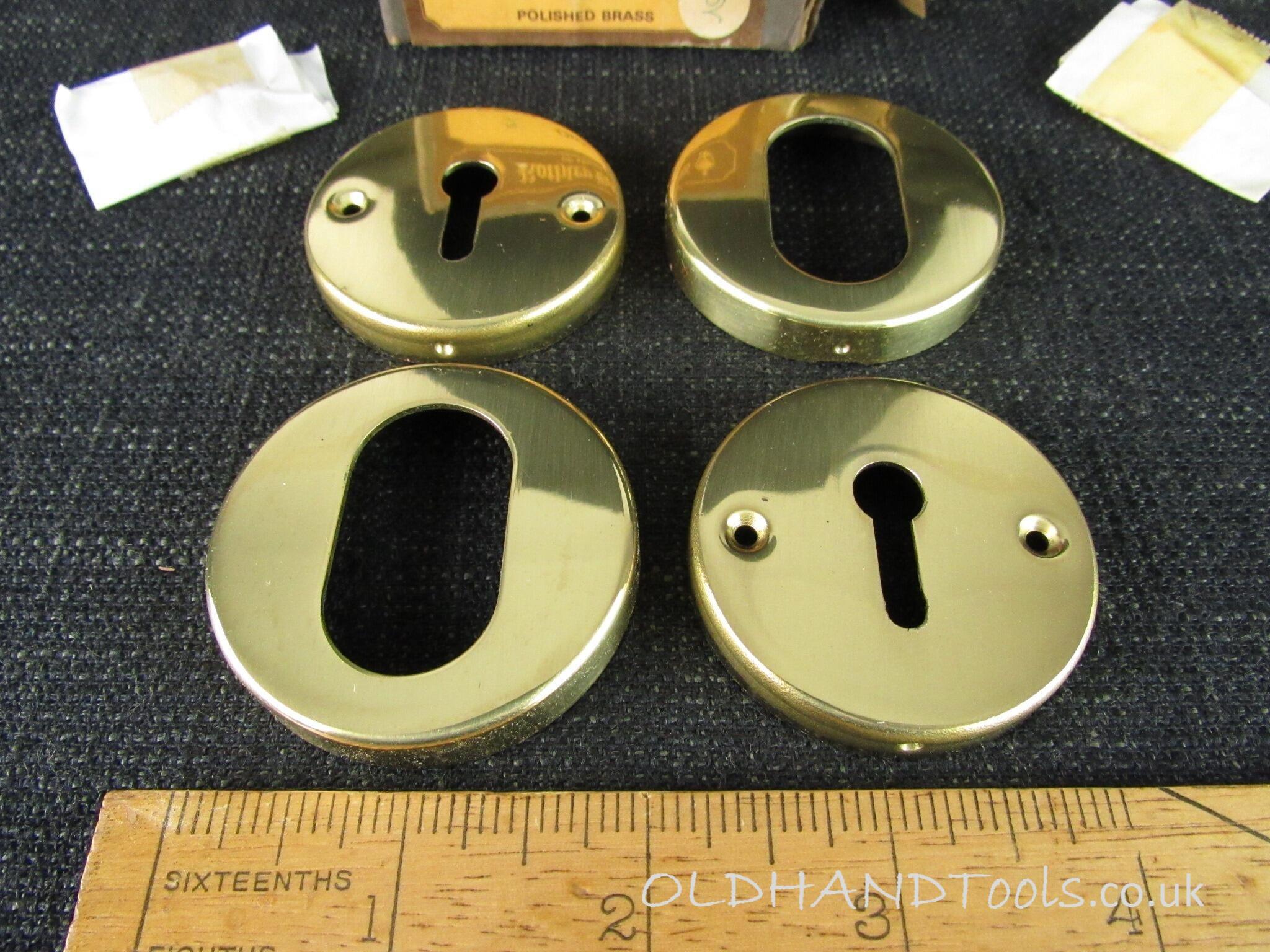 2 x ROTHLEY BRASS Polished Brass Escutcheons - New Old Stock