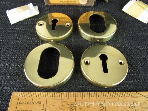 2 x ROTHLEY BRASS Polished Brass Escutcheons - New Old Stock