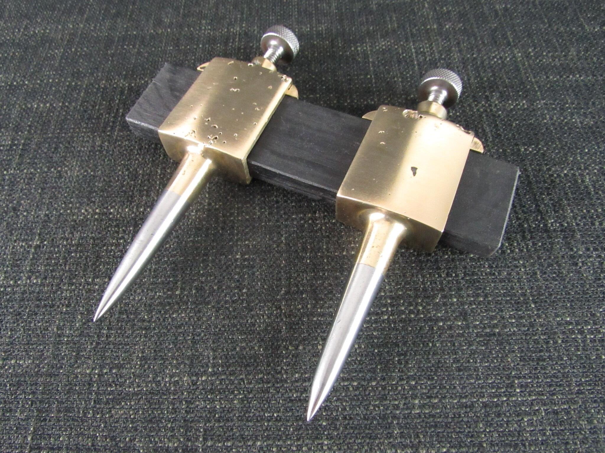 Pair of Brass Trammel Heads with Steel Points