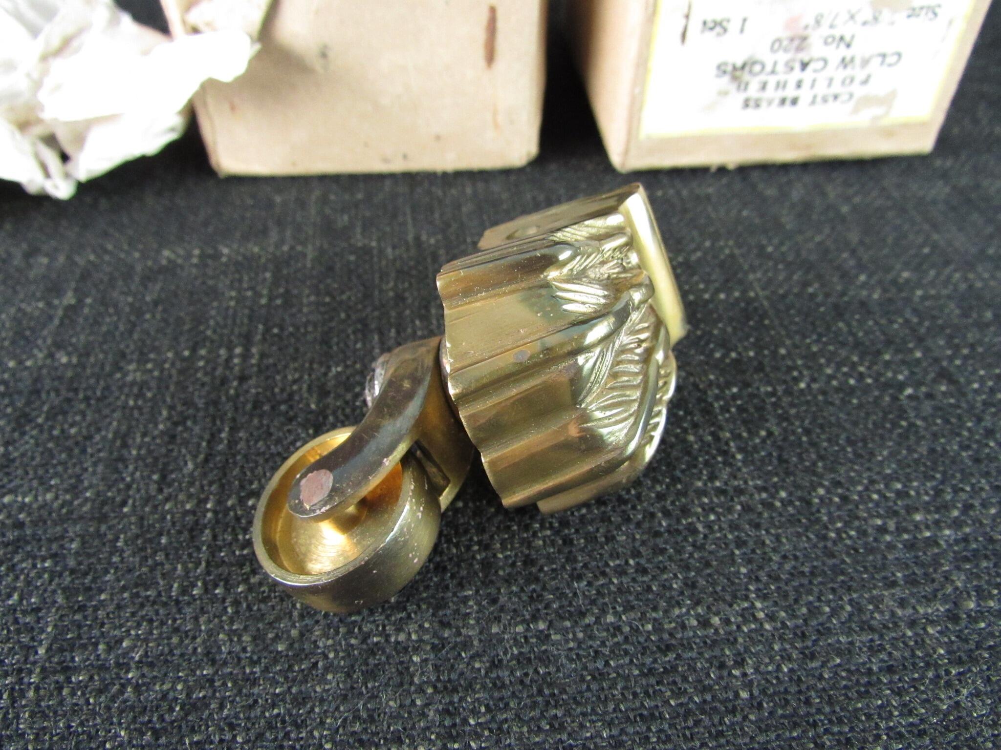Set of 4 No 220 Vintage Polished Claw Castors - 7/8 x 7/8 inch