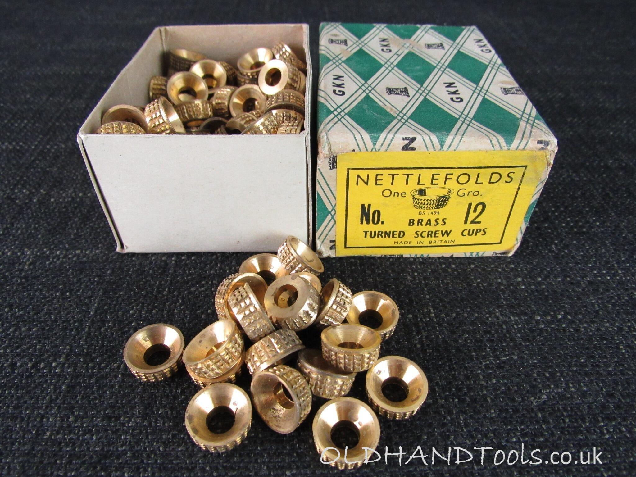 25 x Size 12 NETTLEFOLDS Brass Turned Screw Cups or Sockets