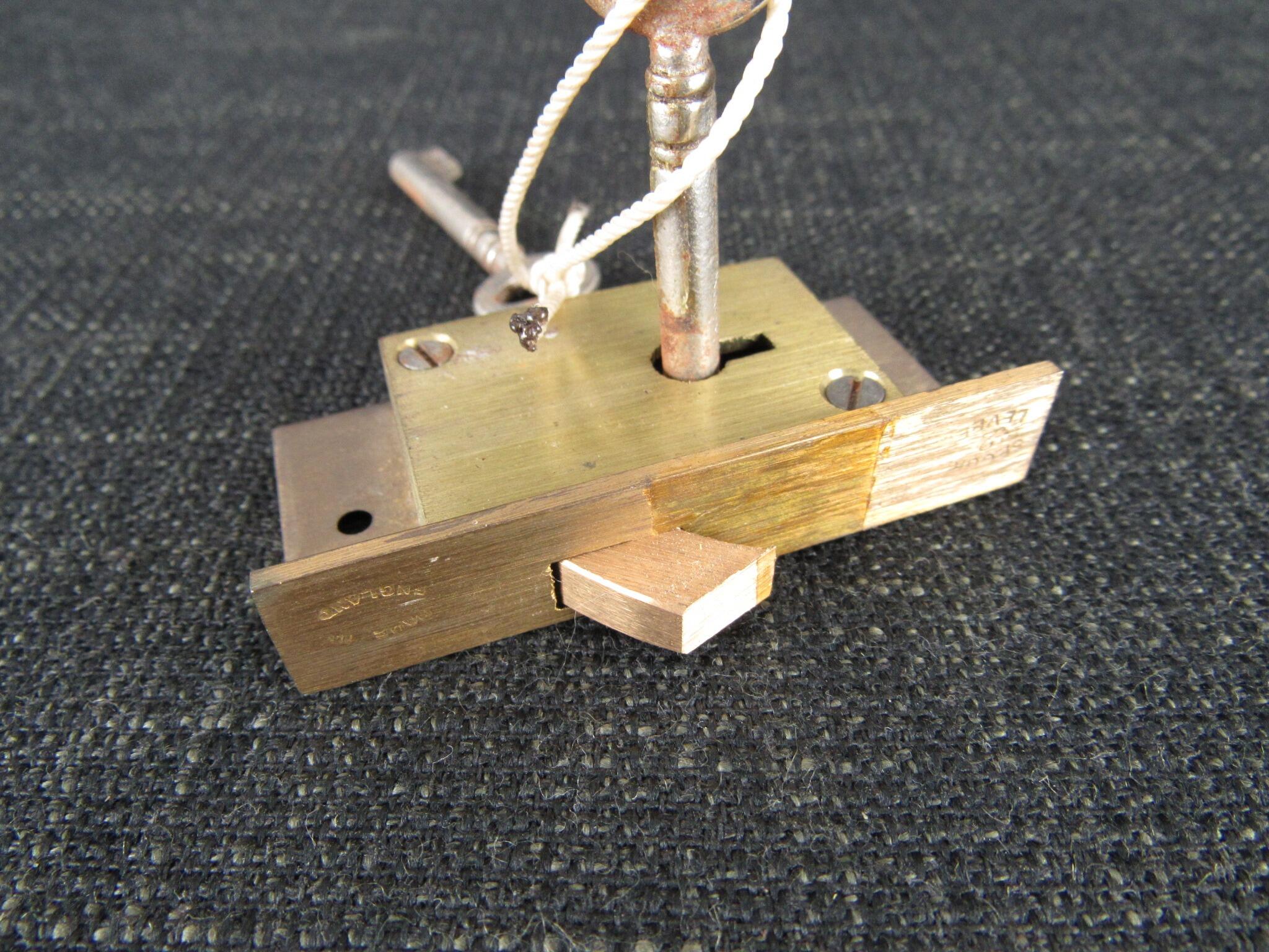 Vintage Brass Cabinet or Cupboard Lock with Hooked Bolt - New Old Stock
