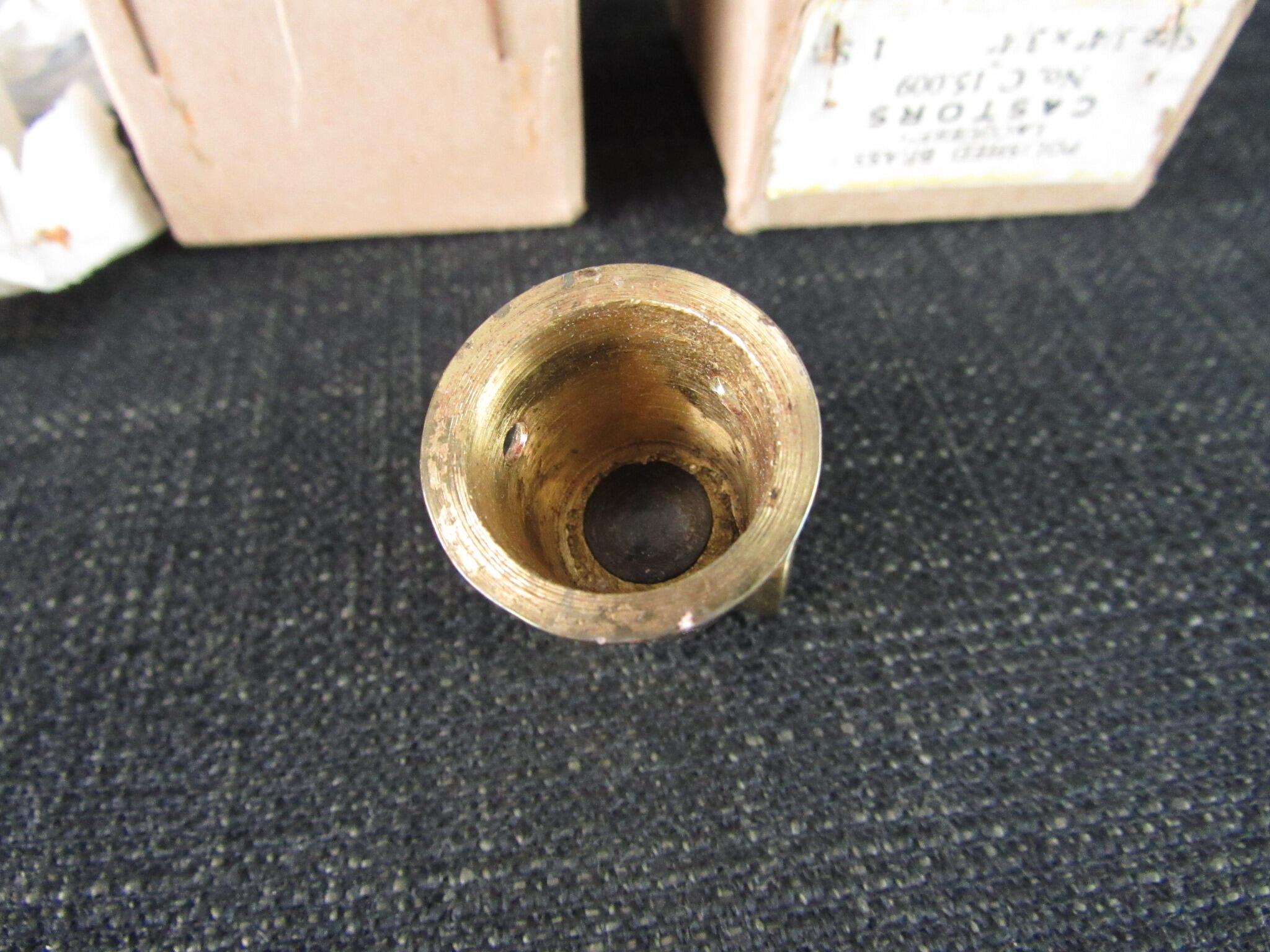 Set of 4 Vintage Polished Brass Castors - 3/4 x 3/4 inch
