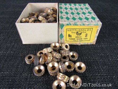 Size 8 NETTLEFOLDS Brass Turned Screw Cups or Sockets x 25