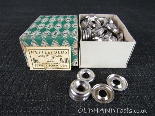 NETTLEFOLDS Nickel Plated Brass Surface Screw Cups - Size 9 & 10