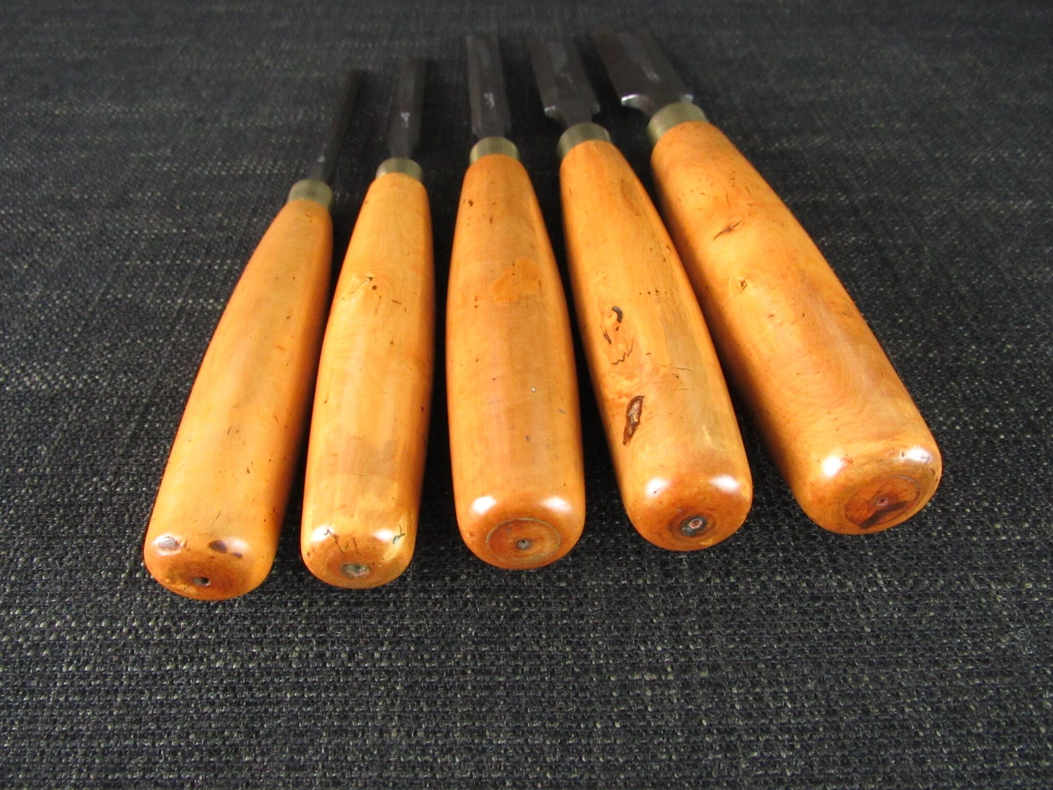 Graduated Set of 5 STORMONT Bevel Edge Chisels with Boxwood Handles