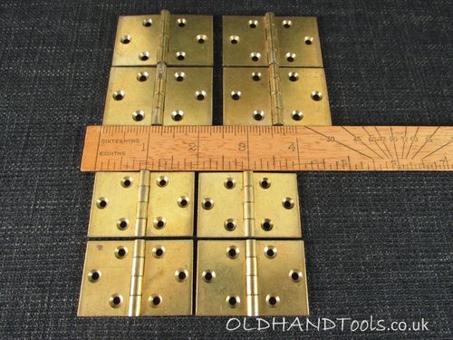 8 Brass Backflap Hinges with Steel Pins - Unused