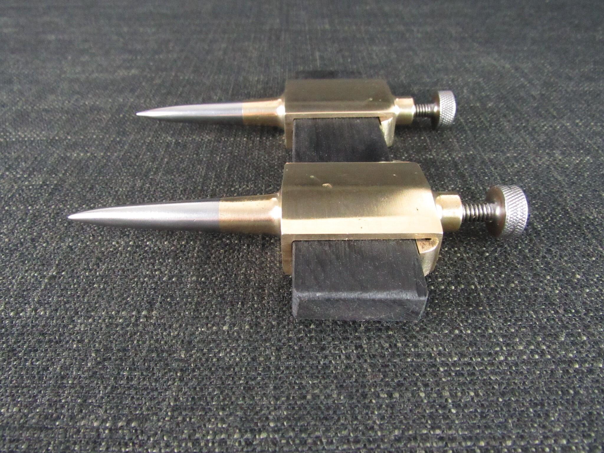 Pair of Brass Trammel Heads with Steel Points