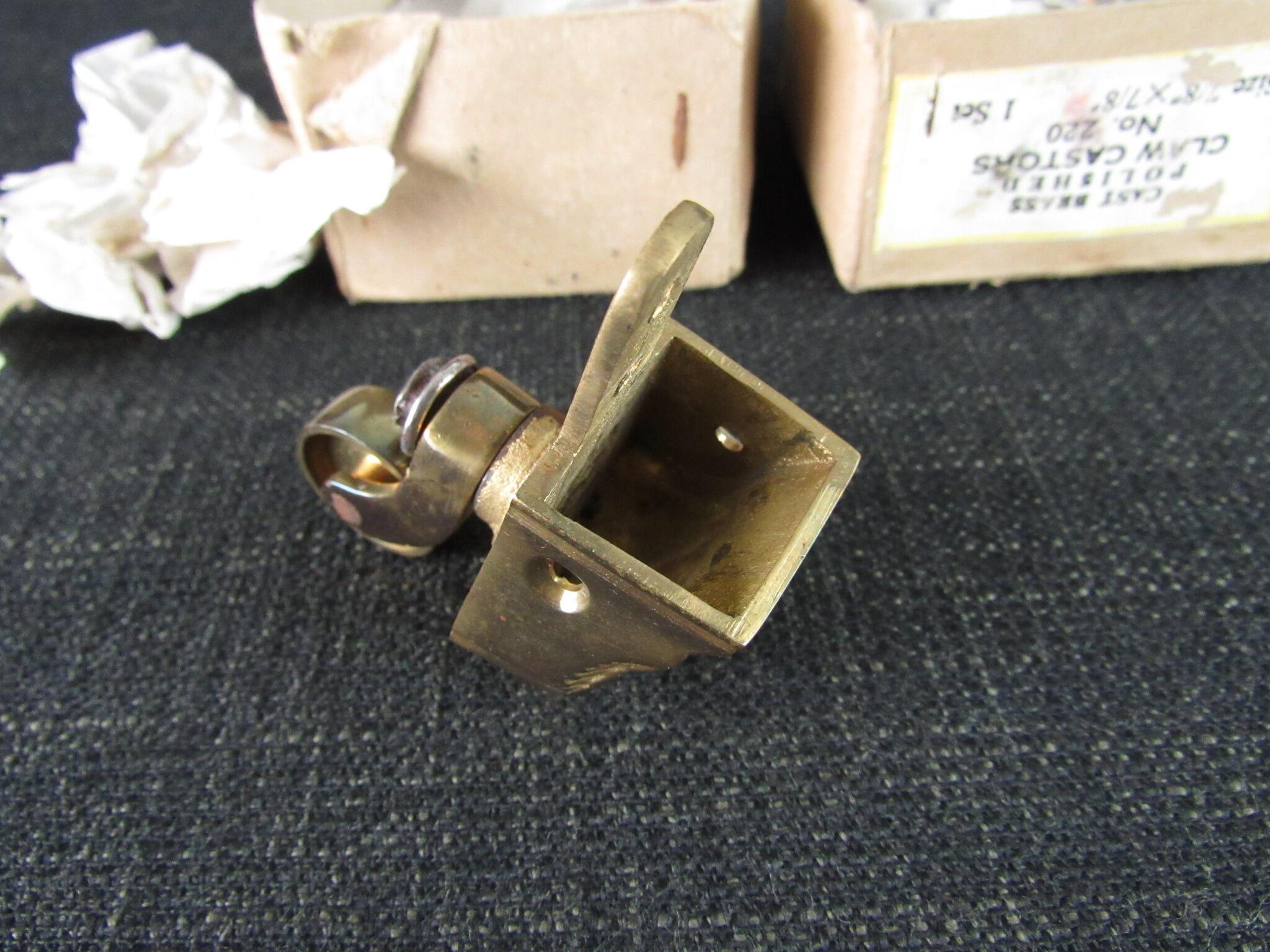 Set of 4 No 220 Vintage Polished Claw Castors - 7/8 x 7/8 inch