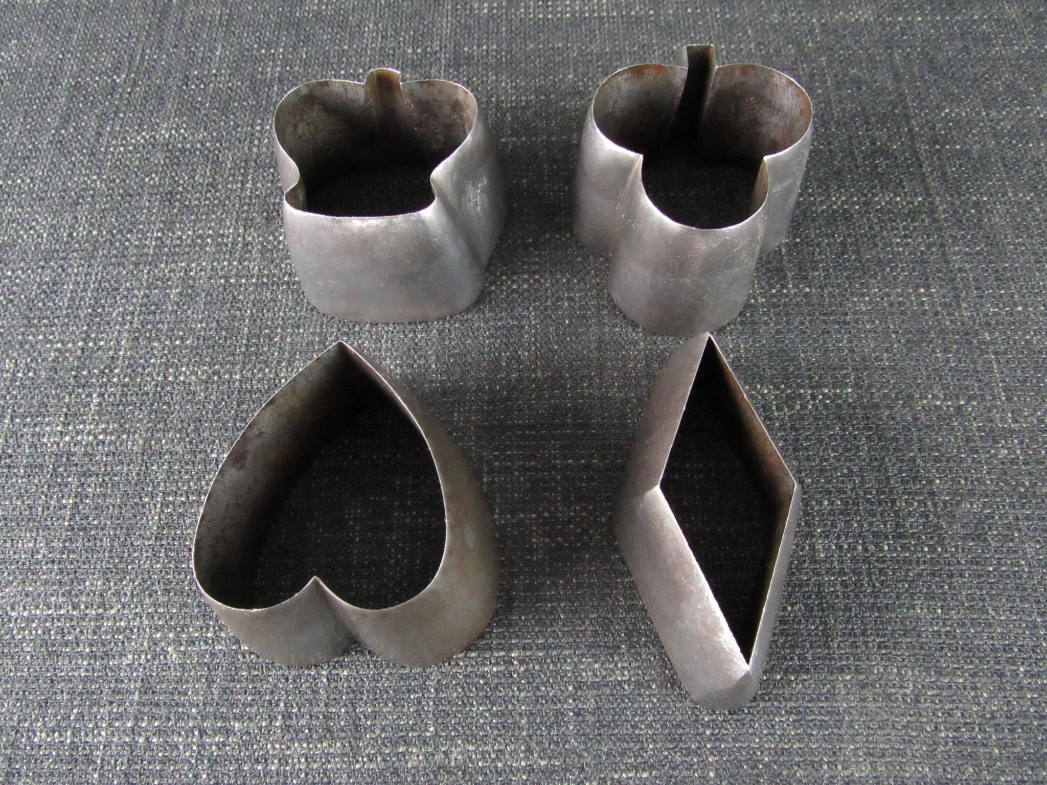 4 Vintage Leather Cutting Dies or Punches - Card Suits