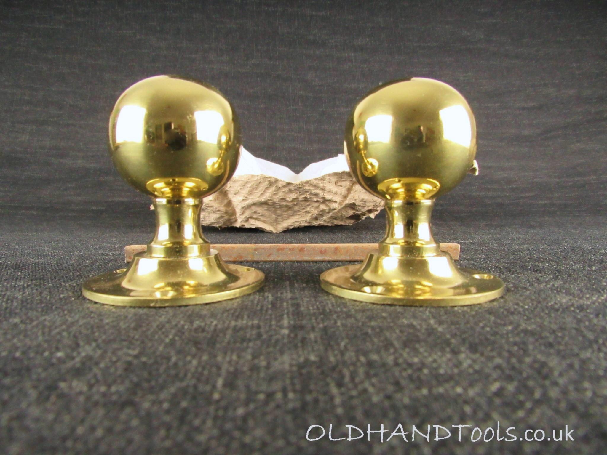 Pair of Vintage Round Brass Door Knobs