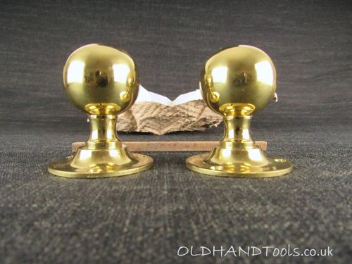 Pair of Vintage Round Brass Door Knobs